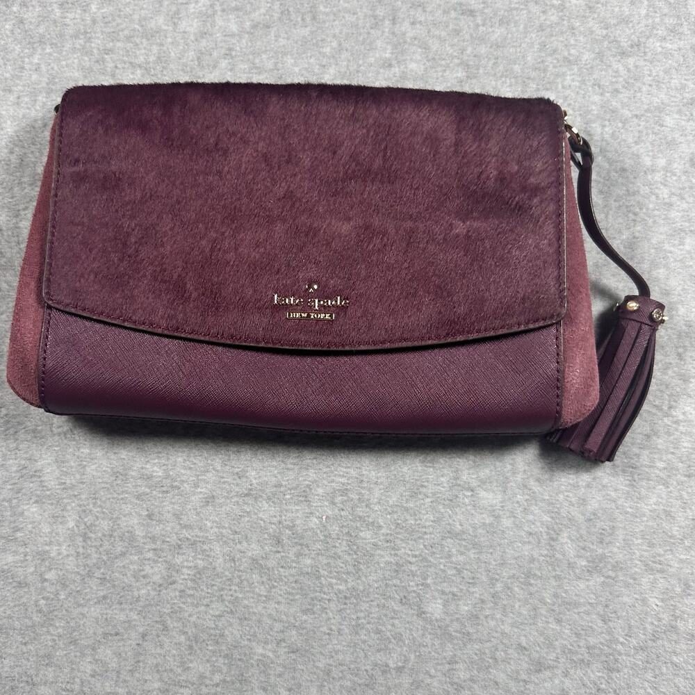 Kate Spade Laurel Way Haircalf Plum Leather Shoulder Crossbody Bag ($279) NWOT